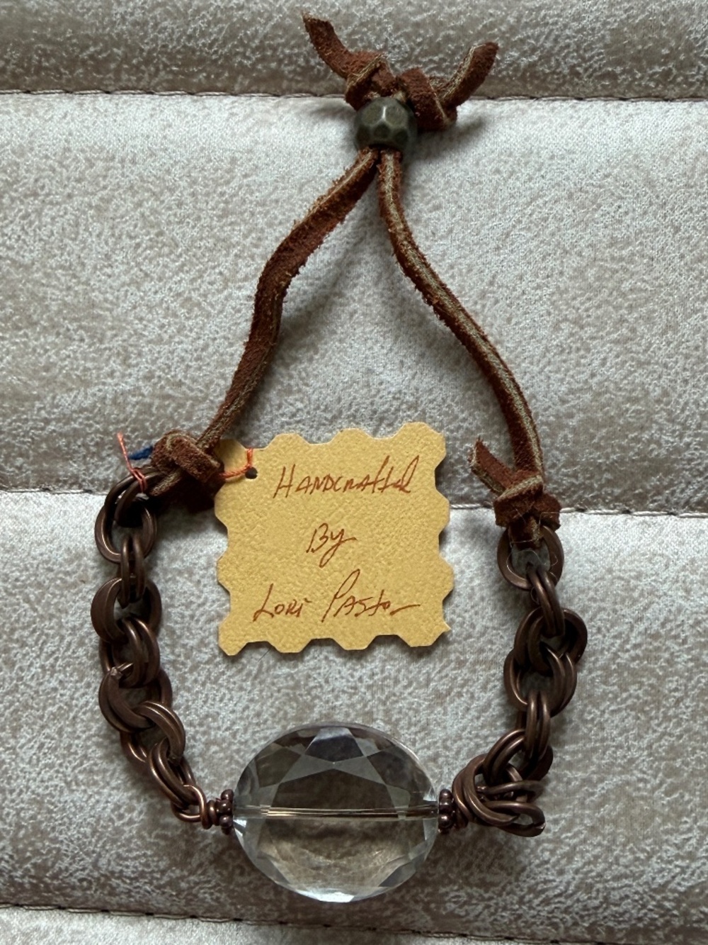 Lori Pastor Art Leather Adjustable Slider Bracelet - Boho